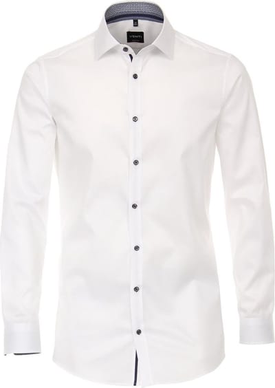 VENTI body fit overhemd - wit twill (contrast) - Strijkvriendelijk - Boordmaat: 38 (EU maat: S)