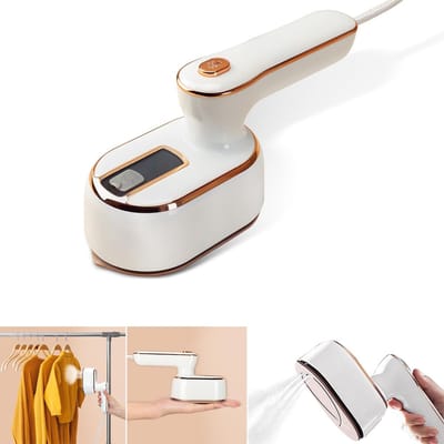 HAUSS SPOLE Mini Stoomstrijkijzer - Reis Stomer - Snelle Verwarming 15 Sec - Draagbaar Vouwbaar - 100 ml Tank - ABS Materiaal - Wit