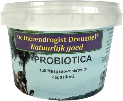 Probiotica Capsules Dierendrogist - Maagsapresistent, 150 Stuks - Ondersteuning Darmgezondheid Honden