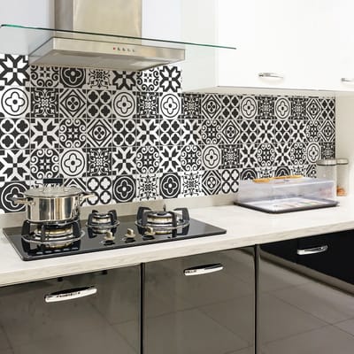 Zelfklevende tegelmuurstickers voor keuken en badkamer - 24 DENISIO AZULEJOS tegelstickers - 24 stickers 10x10cm