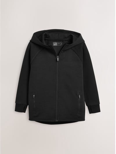 Next - Jongens - Tech Sportswear hoodie met doorlopende rits - Zwart