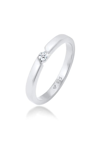 Elli PREMIUM - Ring - Dames Verloving Elegant Klassiek met Diamant (0,06 kt.) in 925 Sterling Zilver - Dames