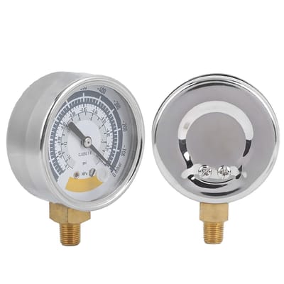 Dailygoods- Vacuümpomp Manometer Nauwkeurig - Drukmeter 0-14 psi - Roestvrij Staal - Duurzaam - Transparante Afdekking - Breed Toepassingsgebied