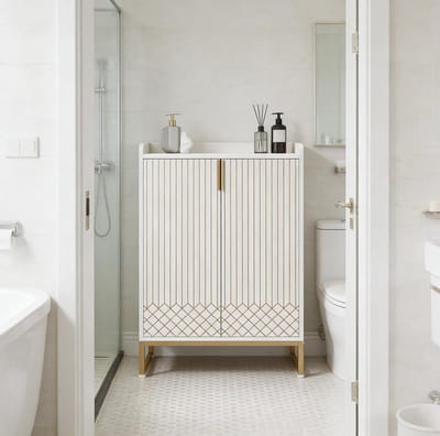 HAUSS SPOLE Schoenenkast - 5 Laags Met 2 Deuren Voor 20 Paar Schoenen - Voor Hal En Slaapkamer - Hout En Metaal - 75x35x105 Cm - Wit Goud