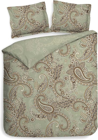 Heckettlane Camille Dekbedovertrek - Tweepersoons - Katoensatijn - 200x200-220cm - Groen