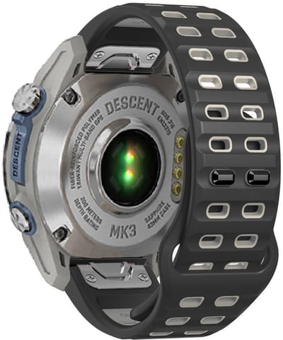 Stravo Tweekleurige Siliconen bandje met Dubbele Pin Gesp - QuickFit 26mm - Geschikt voor Garmin Fenix 3/5X/5X Plus/6X/6X Pro/7X/7X Pro/8 (51mm), Quatix 3/6X, Tactix 7, Enduro 2, Descent Mk1/2i/3i 51mm, D2 & Epix Pro Gen 2 51mm - Zwart/Grijs