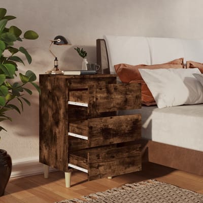 vidaXL - Nachtkastje - met - houten - poten - 40x35x69 - cm - gerookt - eikenkleurig