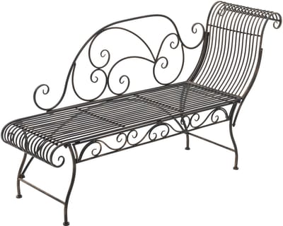 CLP Karma Tuinbank - Metalen Chaise Longue voor Tuin en Balkon - IJzeren Bank met Rugleuning - 156 cm - Belastbaar tot 160 kg - bronzen