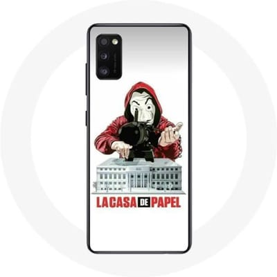 Samsung Galaxy A41 hoesje la casa de papel mask logo witte achtergrond wit