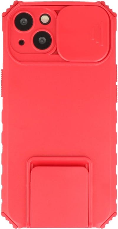 Premium Kwaliteit Anti Shock Hoesje - Back Cover - Camerawindow met Stand Functie - Geschikt voor iPhone 13 - Rood
