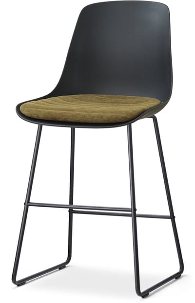 Nolon Nino-Liv barkruk zwart met mosgroen Zitkussen - zwart onderstel - 65 cm