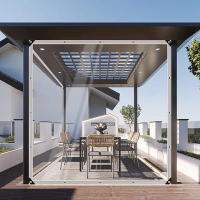 Transparant zeil met ingestanste ringen, 2 x 1 m, weerbestendig, slijtvast afdekzeil, 0,4 mm, 450 g/m², pvc-materiaal, luifel, tarp voor tuinpaviljoen, balkonmeubels, serre, met touw