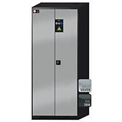 asecos CS-CLASSIC chemische opslagkast, scharnierende deuren, front asecos zilver, B 810 x D 520 x H 1950 mm