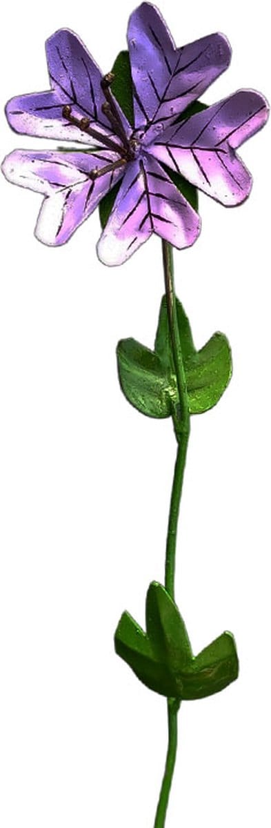 Floz Design metalen tuinsteker paarse bloem - duurzame tuindecoratie bloem - tuinprikker bloem - fairtrade