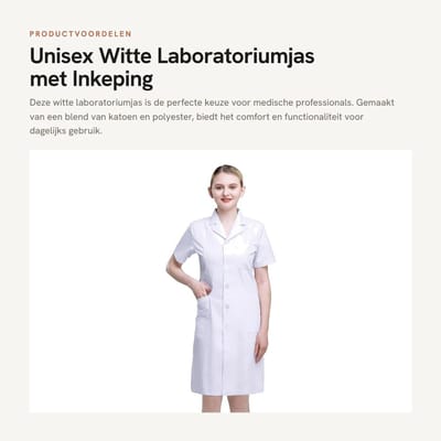 Dailygoods- Laboratoriumjas Unisex - Medische Jas met Inkeping Revers - 3 Zakken - Rimpelbestendig - Sneldrogend - 80 cm Lengte