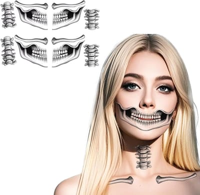 Halloween Tattoos voor Gezicht - 4 Bladen Nep Tattoos voor Kinderen en Volwassenen - Vampier, Horror en Bloed Make-up voor Feestjes en Carnaval Accessoires