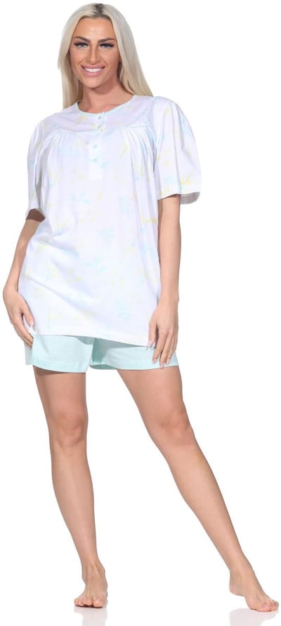Normann dames vrouwelijke korte mouwen shorty pyjama in klassieke look – ook in grote maten