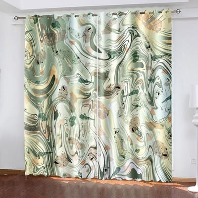 3D Goedkope Marmer Textuur Serie Verduisterende Gordijnen 2 Stuks Woonkamer Slaapkamer Huisdecoratie Haak Perforatie 100W130H(CM)40x51in&Grommet Top