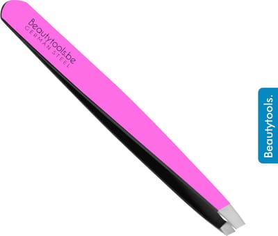 BeautyTools Epileerpincet PRECISION - Pincet met Schuine Bek Voor Wenkbrauwen - Barbie Pink - Tweezers (9.5 cm) - (BT-1949)