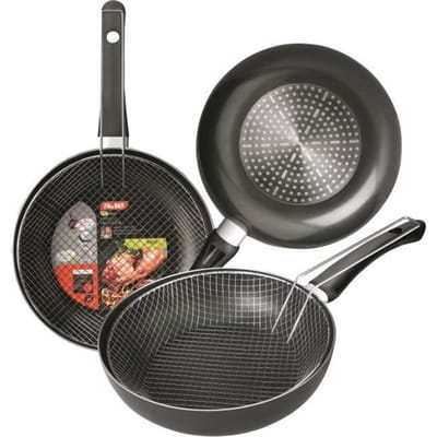 IBILI - Poêle à frire avec panier Indubasic, 26 cm, Aluminium, Antiadhésif, Compatible avec l’induction