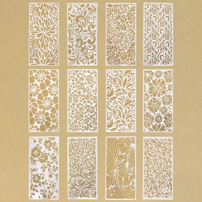 Dailygoods- Bloemenstencils 12 Stuks - Gemaakt van PET - Sjablonen voor Ambachten - Wanddecoratie - Herbruikbaar - Flexibel en Wasbaar