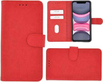 Geschikt voor iPhone 12 Hoesje - Book Case Wallet Rood Cover