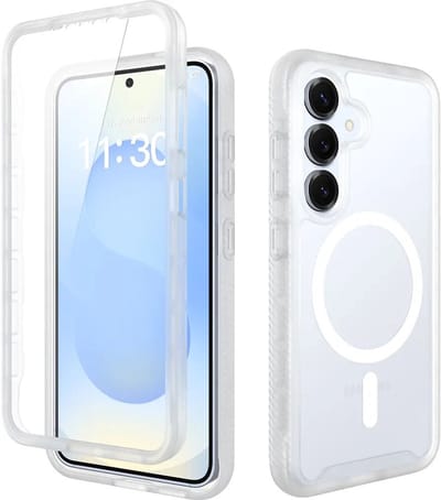 Hoesje met Ingebouwde Screenprotector Geschikt voor Samsung Galaxy S25 - Compatibel met MagSafe / Qi2 - Full Protect - Schokbestendige Beschermhoes - Case Matte Transparant
