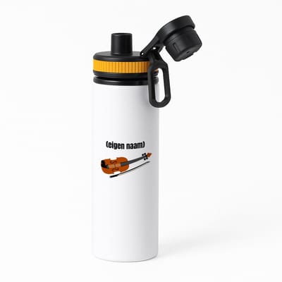 Hacebo® - viool met eigen naam waterfles met draaidop oranje - Viool - muziek liefhebbers - iemand die houdt van violen - verjaardag - cadeau - kado - geschenk - water fles - 850ML