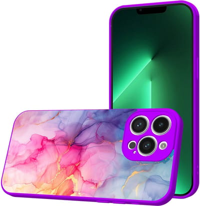 Smartphonica Telefoonhoesje Geschikt voor iPhone 13 Pro met Regenboog Marmer opdruk - TPU Back Cover Case Rainbow Marble Design - Paars geschikt voor iPhone 13 Pro