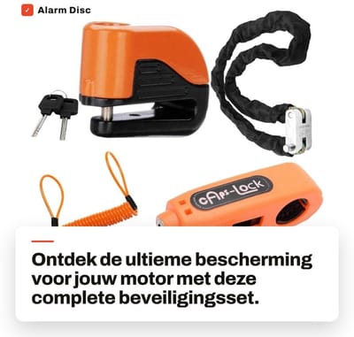 Dailygoods- Beveiligingsslot Set - Alarm Disc Remslot - Motorfiets Stuurslot - Heavy Duty Hangslot - Anti-Diefstal - 1.5m Reminder Kabel