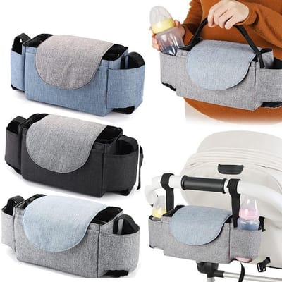 Kinderwagen Organizer - Accessoire Tas - Onderweg Spullen - Waterafstotend - 6 Vakken - Zwart