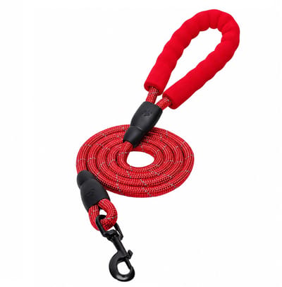 Nobleza Hondenriem rood met zacht handvat - Lengte 150 cm - Uitlaatriem comfortabel - Hondenriem met verdikt handgreep