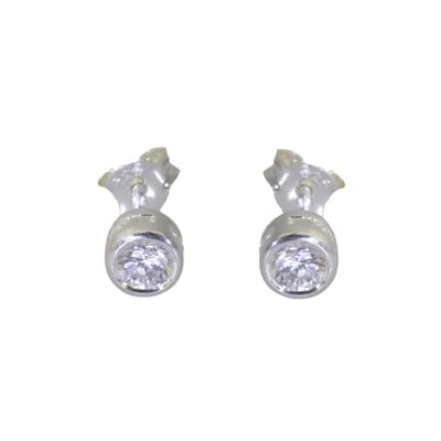 Behave – Oorbellen – 925 Sterling Zilver – Zirconia Oorknopje 6 mm - Rond