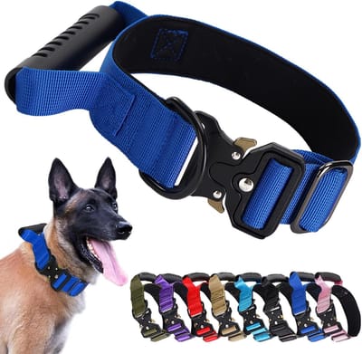 Tactische Hondenhalsband met Handvat - Stevig Nylon Halsband met Snelsluiting Metalen Gesp - Verstelbaar Militair Halsband voor Grote Honden Training