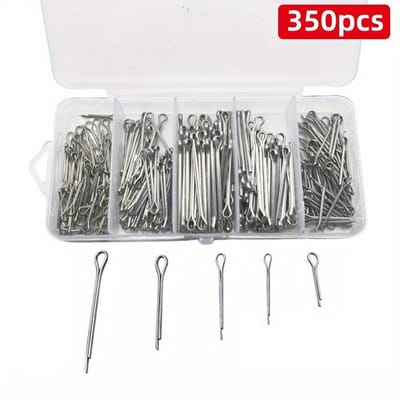 350 Stuks Splitpennen - Split pinnen - Assortimentsdoos splitpennen - diverse maten - RVS - zilver - voor kleine monteursreparatie - LOUZIR