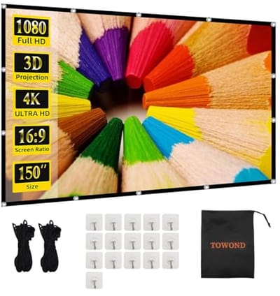 Projectiescherm 150 inch - Wasbaar en Anti-vouw - 16:9 HD Filmdoek voor Thuisbioscoop en Kantoor