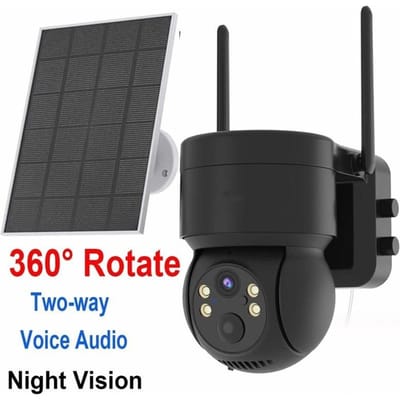 Nieuwe 4MP Solar WIFI Surveillance Outdoor Beveiliging 1080P Panoramische PTZ-camera Tweeweg Audio PIR Bewegingssensor IR Nachtzicht Waterdichte netwerkcamera 2MP zwart