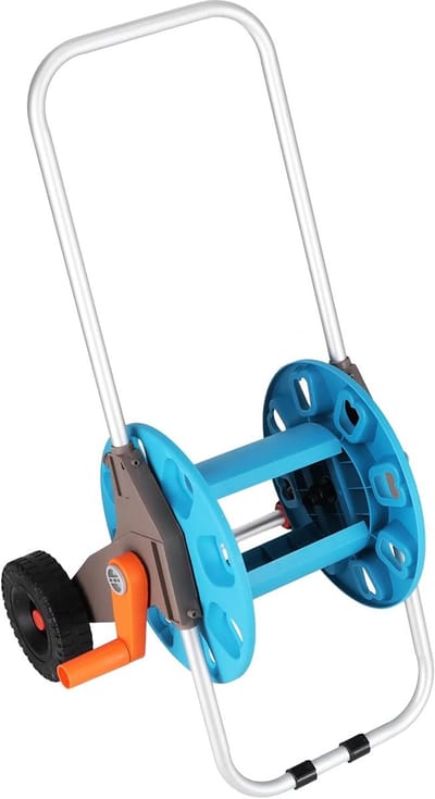 Tuinslangwagen - Haspel met wielen - Water geven - Stabiel frame - 35 m slang capaciteit - Grijs