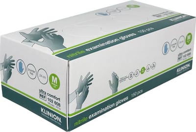 Klinion Personal Protection Ultra Comfort - Handschoenen - Nitril - Poedervrij - Maat M (Medium) - Blauw - 150 stuks