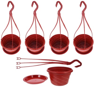 OmGoods - Dailygoody - Bloemenhangers - Wandbloempotten - Vintage uitstraling - Bordeauxrood - Hangende plantenbakken - Decoratie voor binnen en buiten