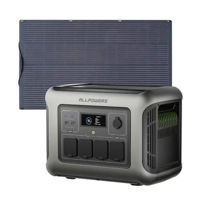 ALLPOWERS R1500 LITE Draagbaar Energiestation 1600W 1056Wh LiFeP04 Accu - R1500 LITE +SF100 100W zonnepaneel
