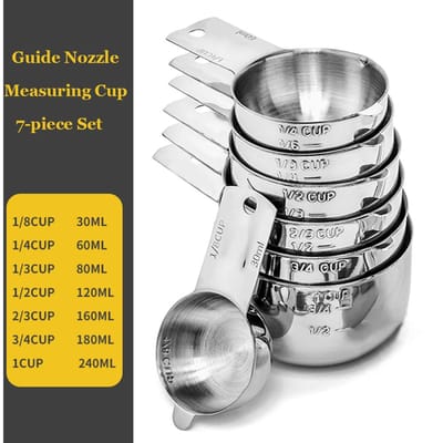 Ensemble de 14 tasses et cuillères à mesurer en acier inoxydable avec niveleur, ingrédients secs et liquides, parfait pour la cuisine et la pâtisserie gray