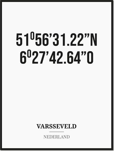 Poster/kaart VARSSEVELD met coördinaten