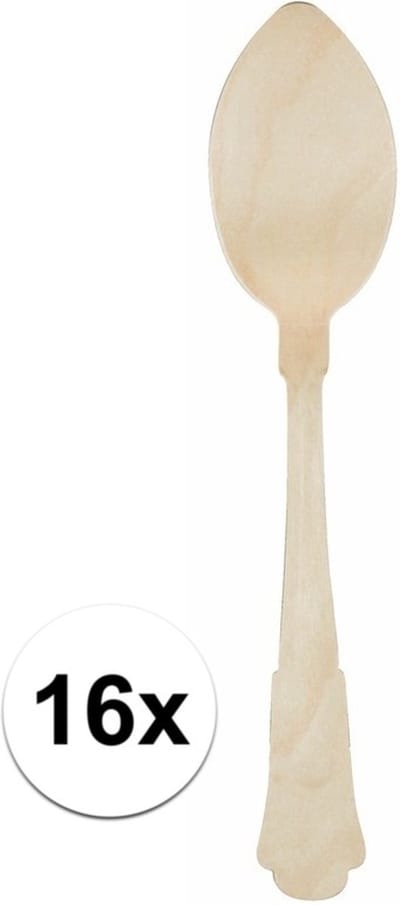Houten lepel set klassiek 16 stuks