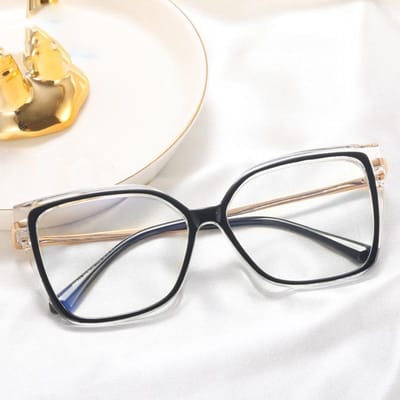 Stijlvolle Optiek Min Sterkte Bril Dames Luipaard Oversized Vierkant Montuur Metaal Anti Blauw Licht 0~-6 myopia-1.25