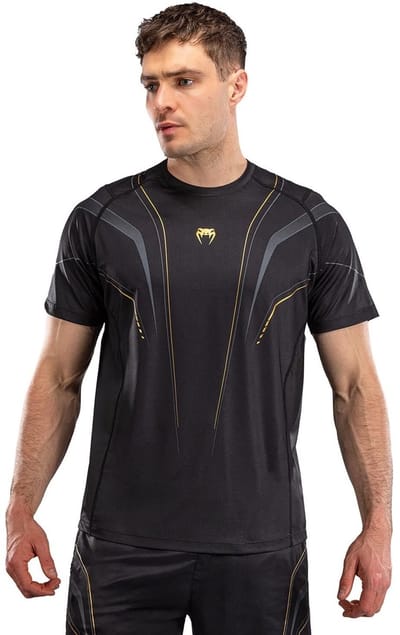 Venum Streamline Dry Tech T‑Shirt – Sneldrogend Lichtgewicht Sportshirt – Zwart/Goud - S