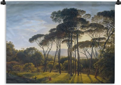 Wandkleed - Wanddoek - Italiaans landschap met parasoldennen - Kunst - Oude meesters - 60x45 cm - Wandtapijt