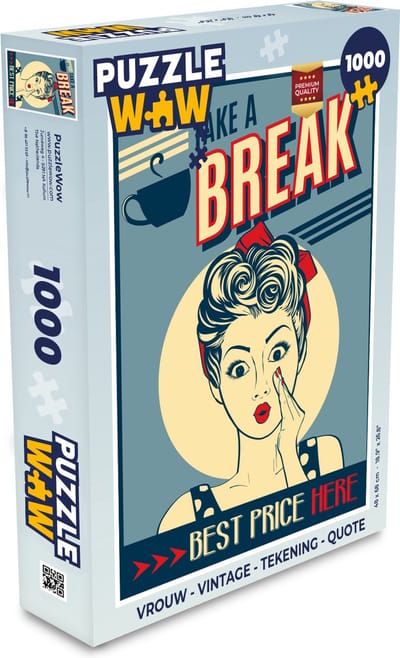 Puzzel Vrouw - Vintage - Tekening - Quote - Legpuzzel - Puzzel 1000 stukjes volwassenen