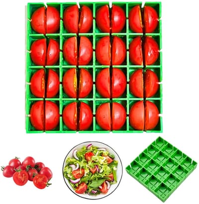 Dailygoods- Druivensnijder 16 Sneetjes - Fruitsnijder - Snijder voor Druiven/Kersen/Tomaten - Gemakkelijk te Reinigen - Groen - Roestvrij ABS-Materiaal