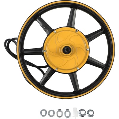 Moteur de moyeu sans balais à double capteur Hall 16 pouces 48v‑72V 800‑2000W DC Moteur à frein à disque pour moto électrique scooter jaune